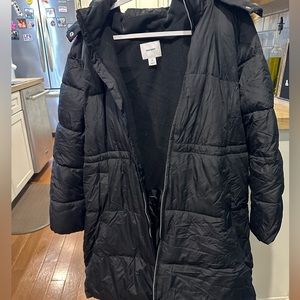 Old Navy long puffer coat with fur hood